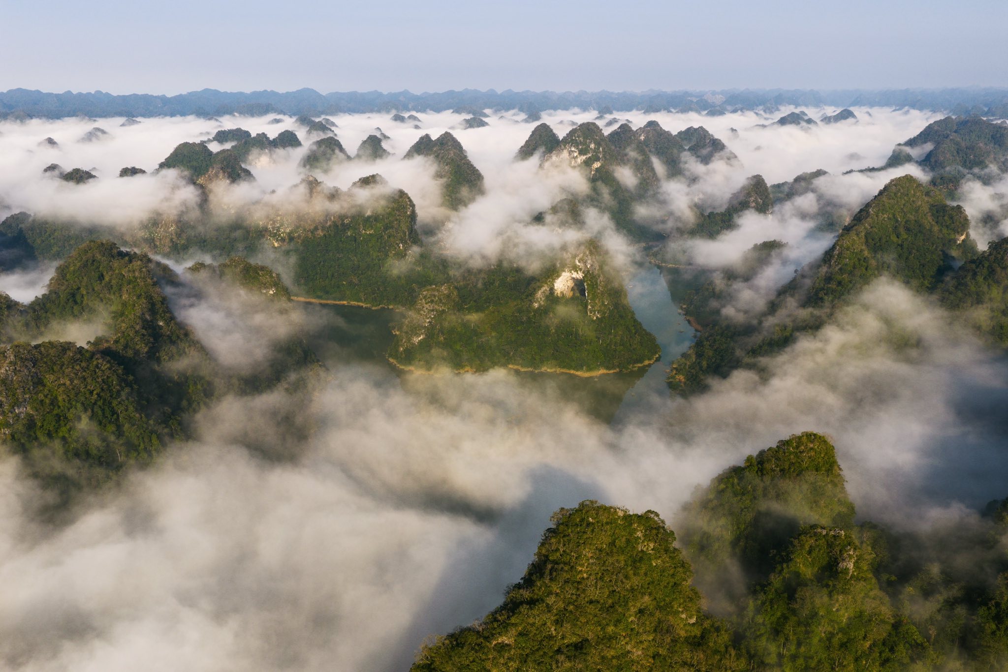 Pass through Tra Linh Town and the scenic Angel Eye Mountain